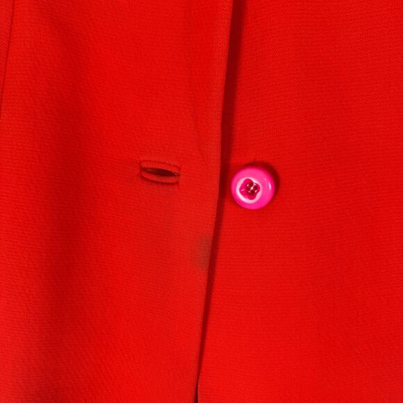 VTG L.C. Mae California Red Wool Coat Fur Trim Collar Hem Mid-Century Long XS - Picture 4 of 13